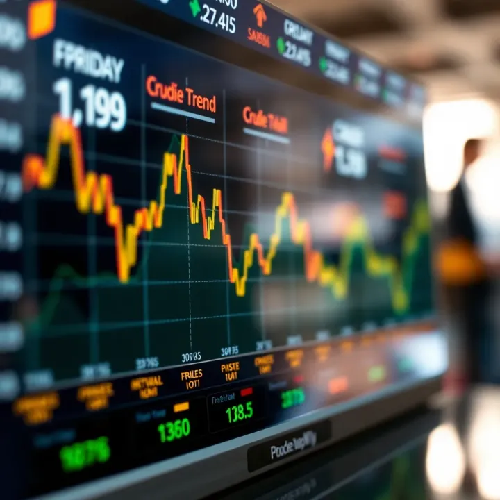 Graph showing fluctuations in crude oil prices influenced by market trends and geopolitical events