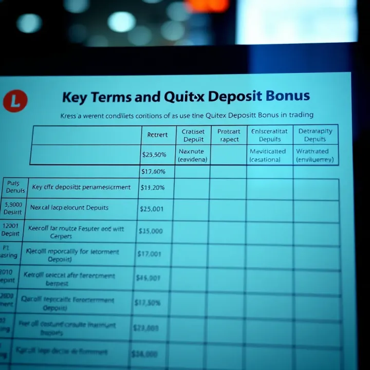 Chart showing key terms and conditions for using the Quotex deposit bonus in trading