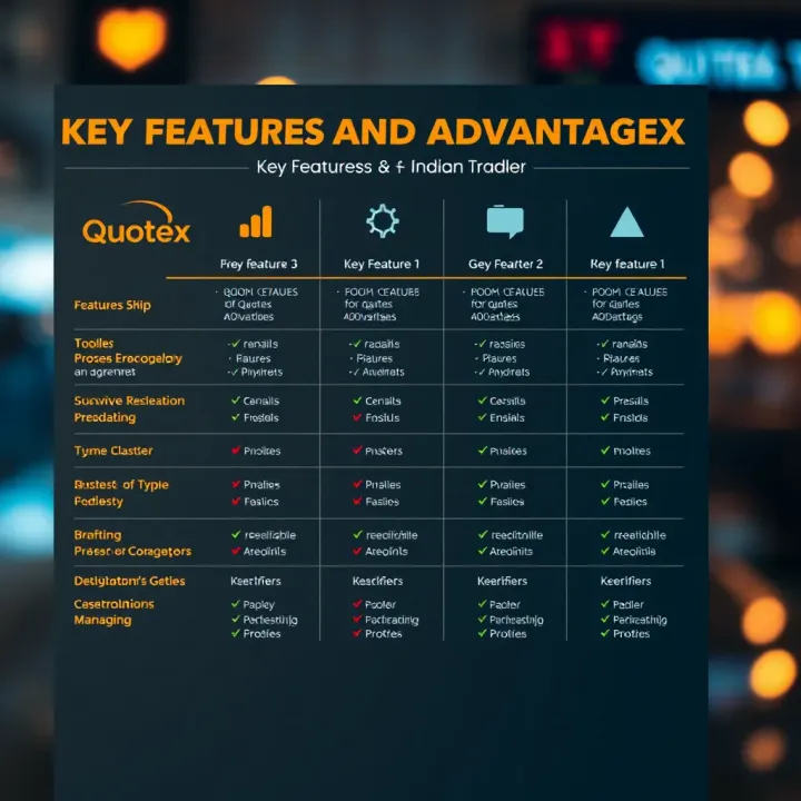 Comparison chart highlighting key features and benefits of Quotex for traders in India