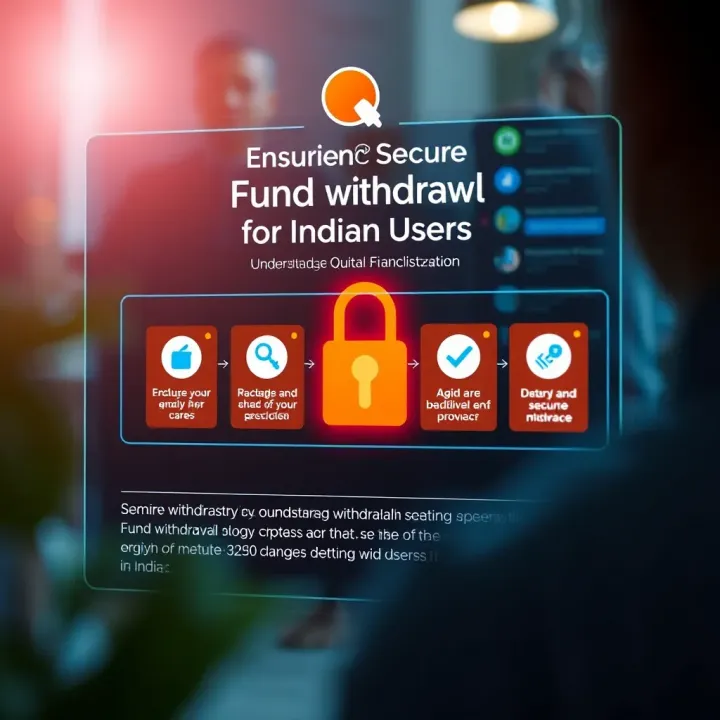 Secure digital interface illustrating steps for fund withdrawal in India