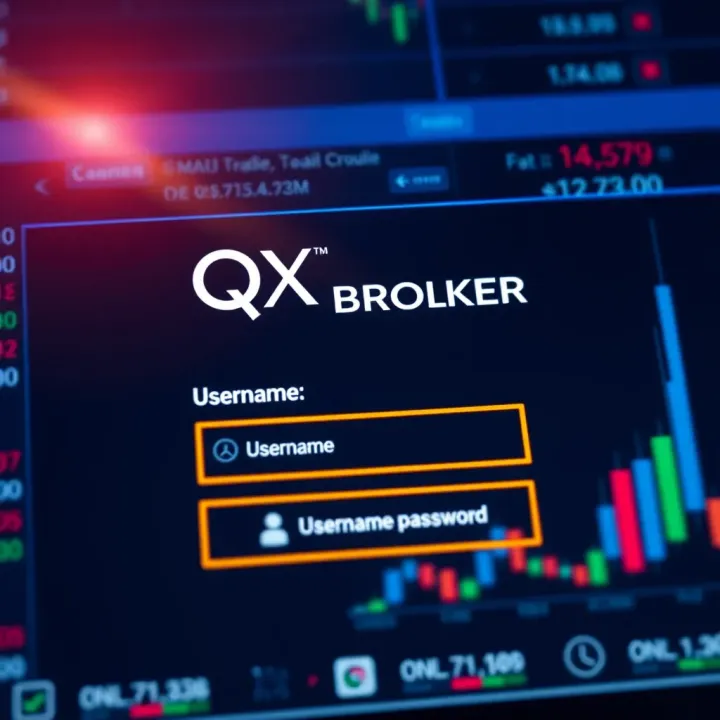 Secure login interface of QX Broker platform with username and password fields