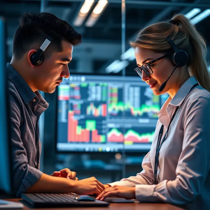 Customer support representative assisting trader with account options and regulatory information