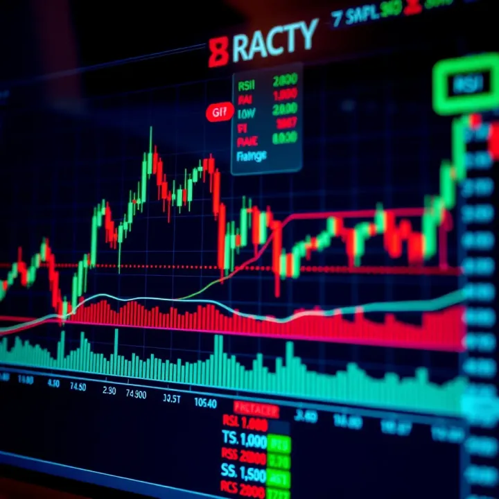 Using Technical Indicators to Identify and Trade in Range Markets Trading indicators like RSI and Bollinger Bands displayed on a stock chart highlighting signals for range trading strategies