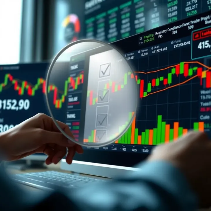 Regulatory Compliance on RBI-Authorised Forex Trading Platforms Illustration of digital forex trading dashboard with regulatory compliance checklist