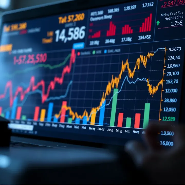 Financial charts illustrating company performance metrics and sector growth projections