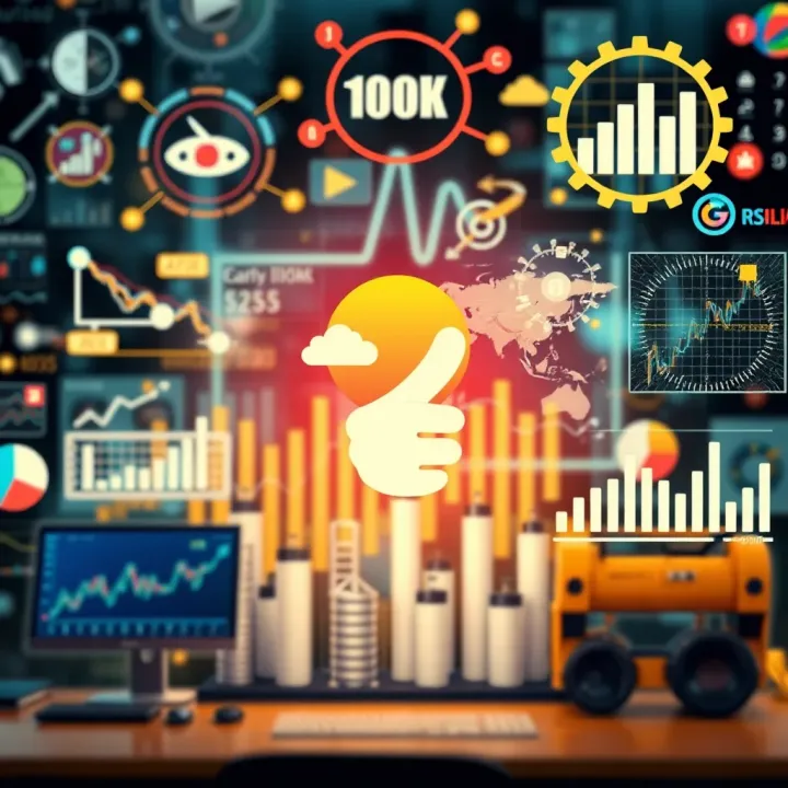 Collage of advanced technology icons, economic charts, and strategic planning visuals symbolizing innovation and market dynamics