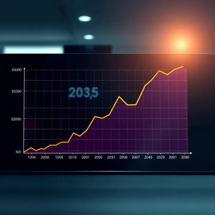 Graph showing upward trend of Reliance Industries stock price over time with key milestones