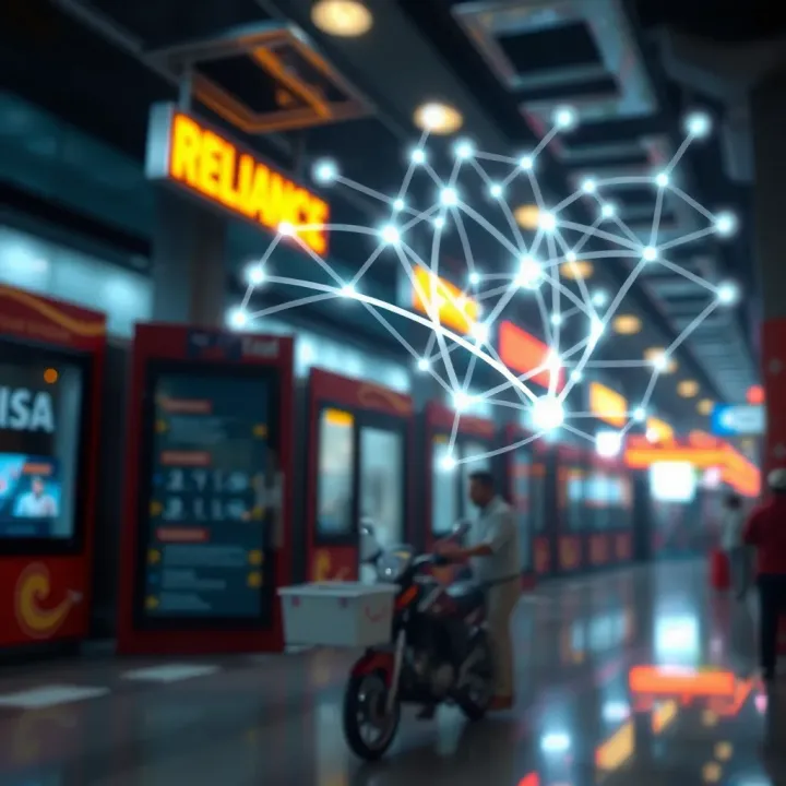 Digital network graphic representing technological integration and growth in Indian commerce