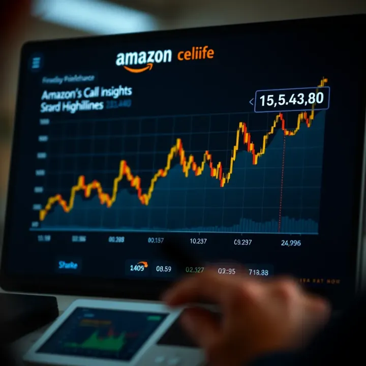 Graph showing Amazon's quarterly financial performance and stock price trends