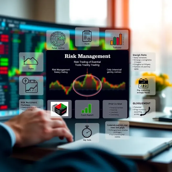 Risk Management and Essential Tools for Binary Trading Using TradingView Diagram illustrating risk management strategies and key tools on TradingView for binary options trading in India