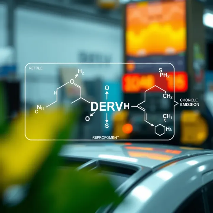 Chemical Composition and Environmental Aspects of DERV Diagram showing chemical structure and environmental emissions associated with Diesel Engine Re-refined Vehicle fuel