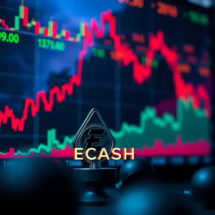Graph showing Ecash cryptocurrency price trends over time with market indicators