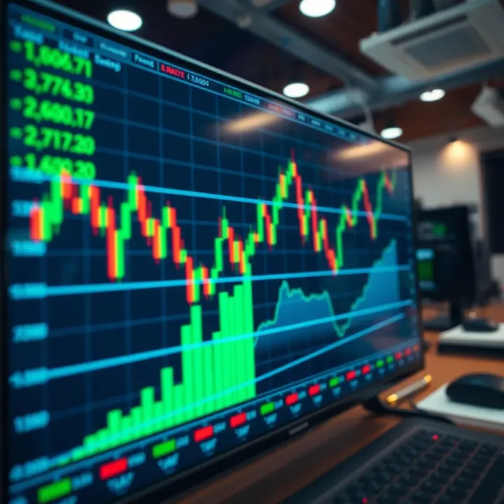 Currency Trading Dashboard Digital interface displaying currency pairs and trading charts on a forex platform
