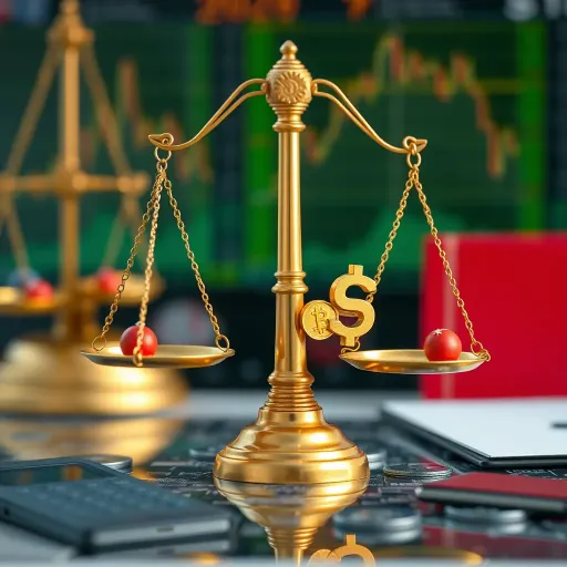 Illustration of legal scales balancing with digital currency symbols representing online trading in India