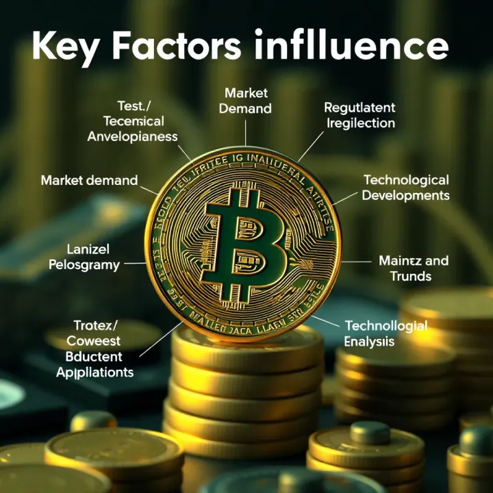 Illustration of key factors affecting Bitcoin value including market demand, regulations, and technological developments