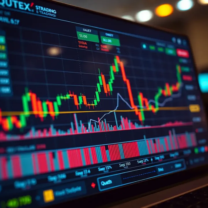 Graph showing trend lines with trading signals marked on a digital trading platform