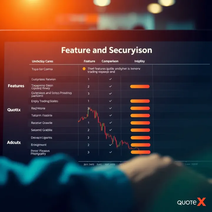 Comparison chart highlighting key features and security measures of Quotex against other trading platforms