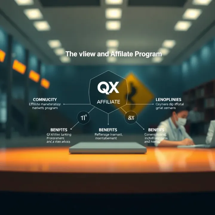 Diagram illustrating the structure and benefits of QX Affiliate marketing program