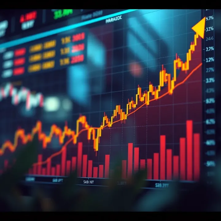 Graph showing upward trend in Reliance Industries stock price with market indicators